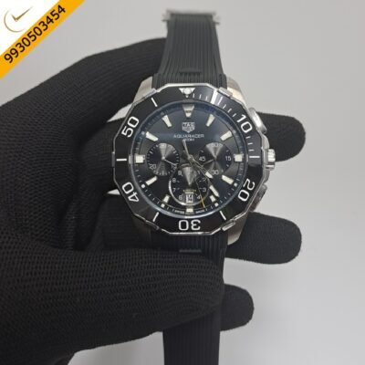 Tag Heuer Calibre Aquaracer Chronograph Black Dial Rubber Strap Swiss Watch