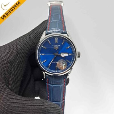 Tag Heuer Carrera Calibre 5 Blue Dial Blue Leather Strap Swiss Automatic Watch