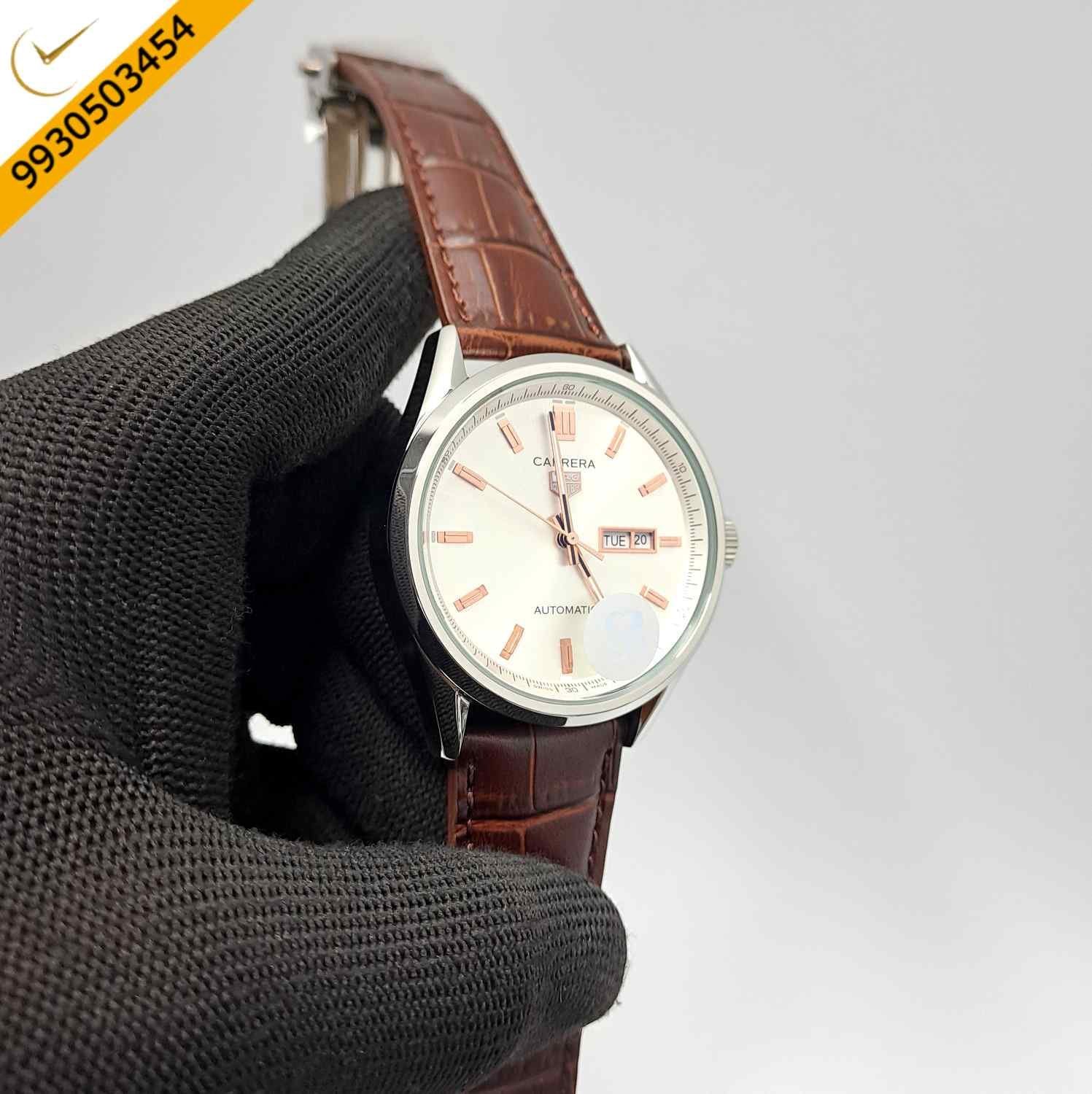 Tag Heuer Carrera Calibre 5 White Dial Brown Leather Stap Swiss Automatic Watch - Image 2