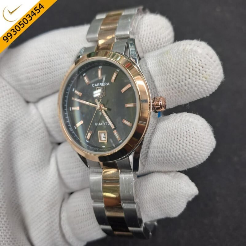 Tag Heuer Carrera Date Dual Tone Black Dial Swiss Watch - Image 3