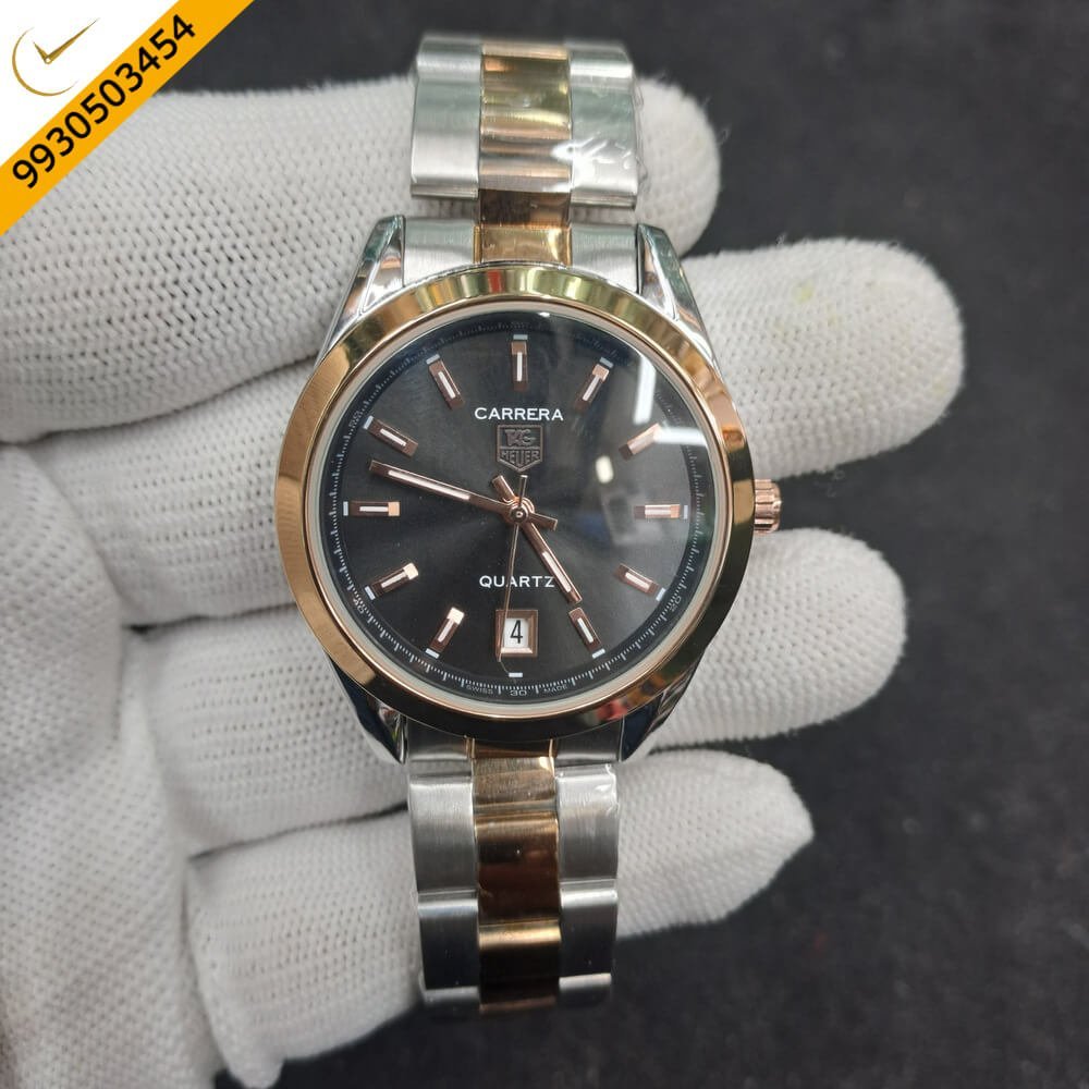Tag Heuer Carrera Date Dual Tone Black Dial Swiss Watch