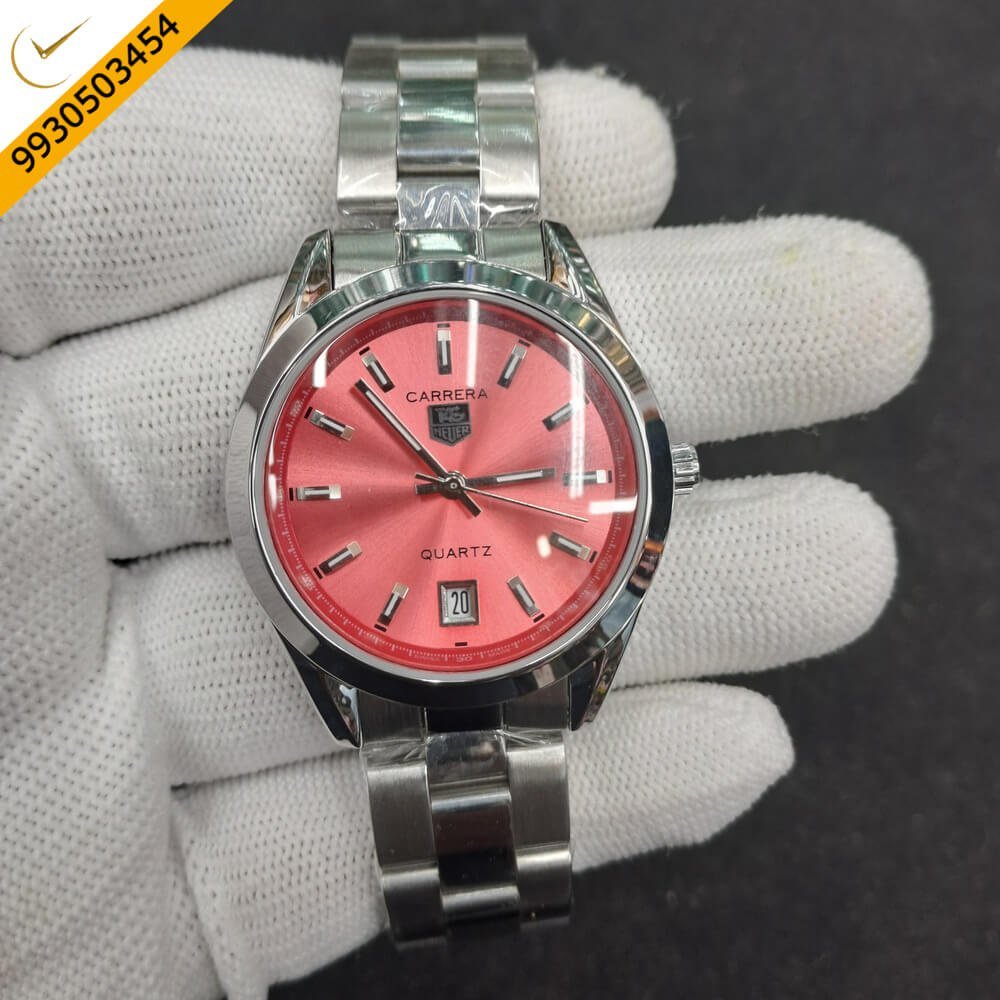 Tag Heuer Carrera Date Pink Dial Stainless Steel Swiss Watch