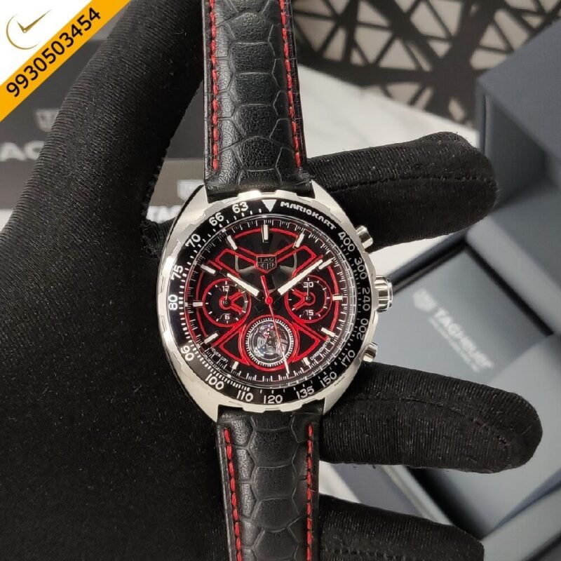 Tag Heuer Formula 1 X Mario Kart Edition Black Dial Black Leather Strap Swiss Watch