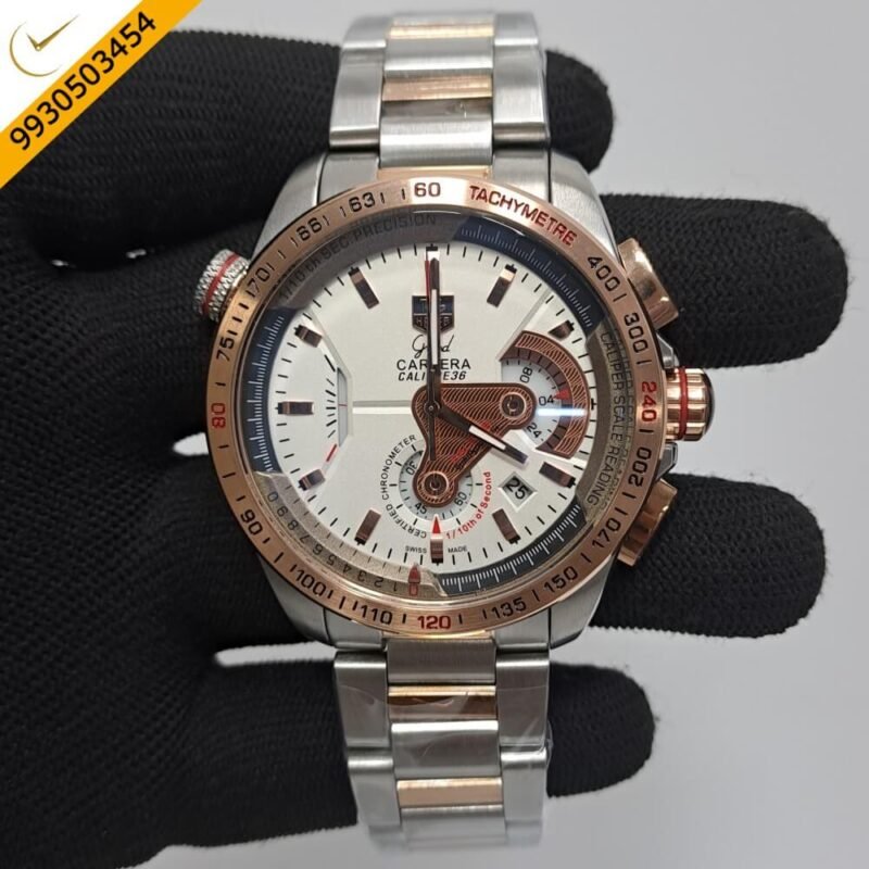 Tag Heuer Grand Carrera Calibre 36 Chronograph Dual Tone White Dial Swiss Watch