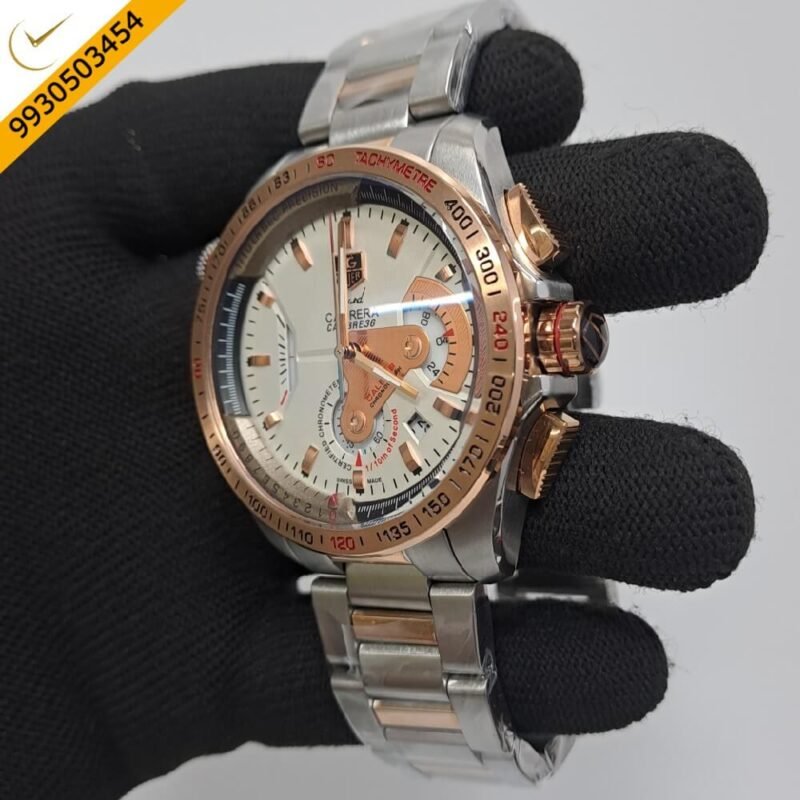 Tag Heuer Grand Carrera Calibre 36 Chronograph Dual Tone White Dial Swiss Watch - Image 2