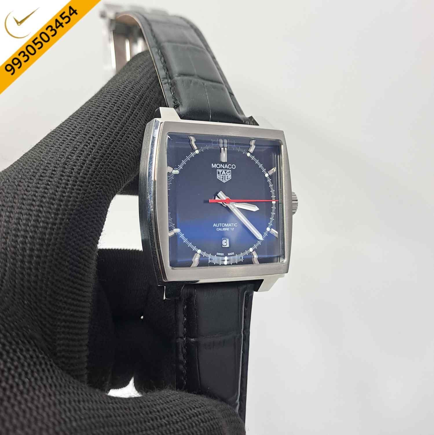 Tag Heuer Monaco Black Dial Black Leather Swiss Automatic Watch - Image 2
