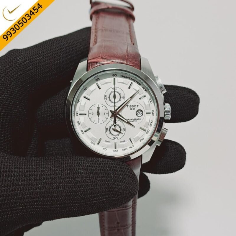 Tissot Coutrier 1853 Chronograph White Dial Brown Leather Strap Swiss Watch