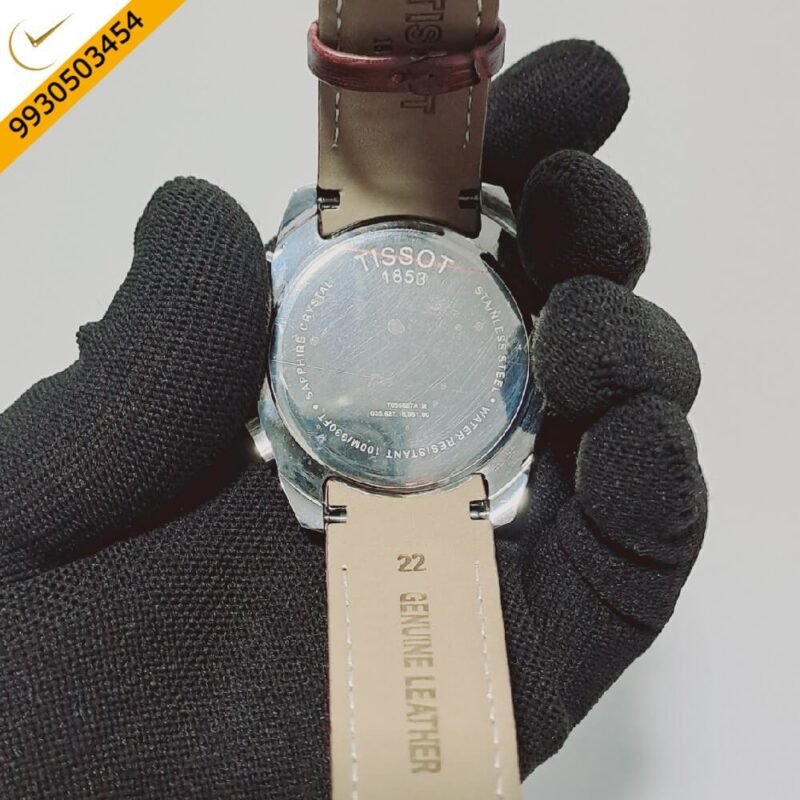 Tissot Coutrier 1853 Chronograph White Dial Brown Leather Strap Swiss Watch - Image 4