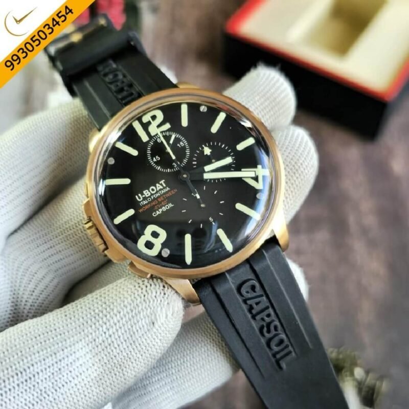 U-Boat CAPSOIL TITANIO Capsoil Black Dial Black Silicon Strap Swiss Watch - Image 2