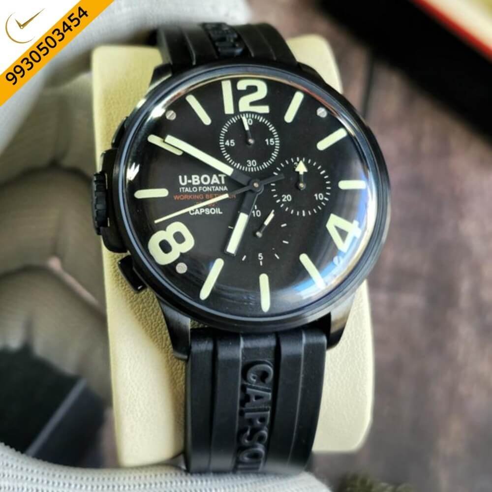 U-Boat CAPSOIL TITANIO Capsoil Black Dial Black Silicon Strap Swiss Watch