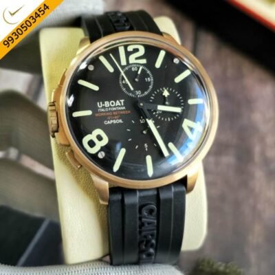 U-Boat CAPSOIL TITANIO Capsoil Black Dial Black Silicon Strap Swiss Watch