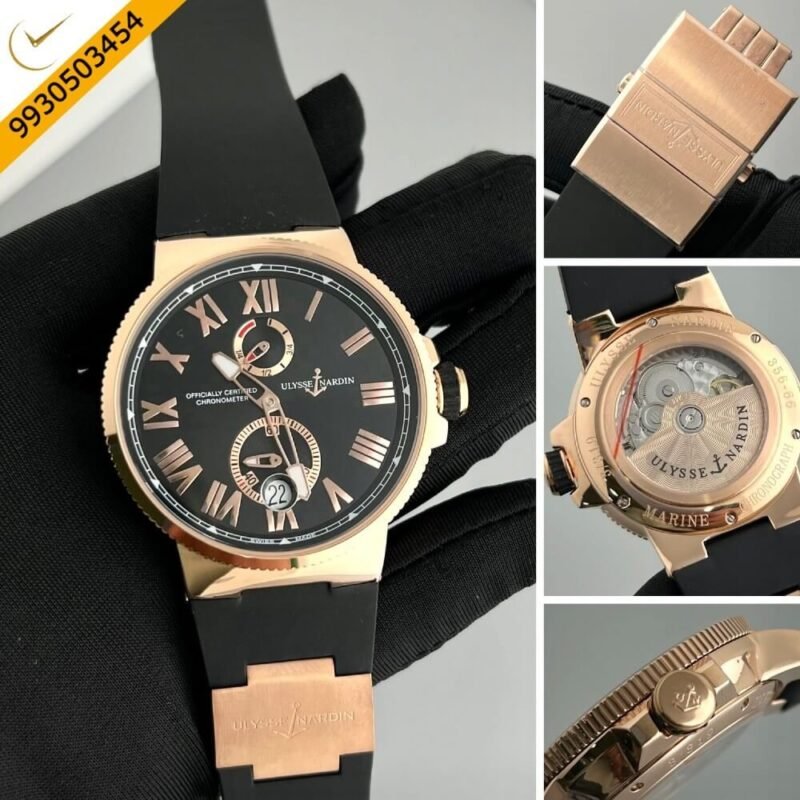 Ulysse Nardin Marine Chronometer Black Dial Rubber Strap Automatic Watch - Image 2