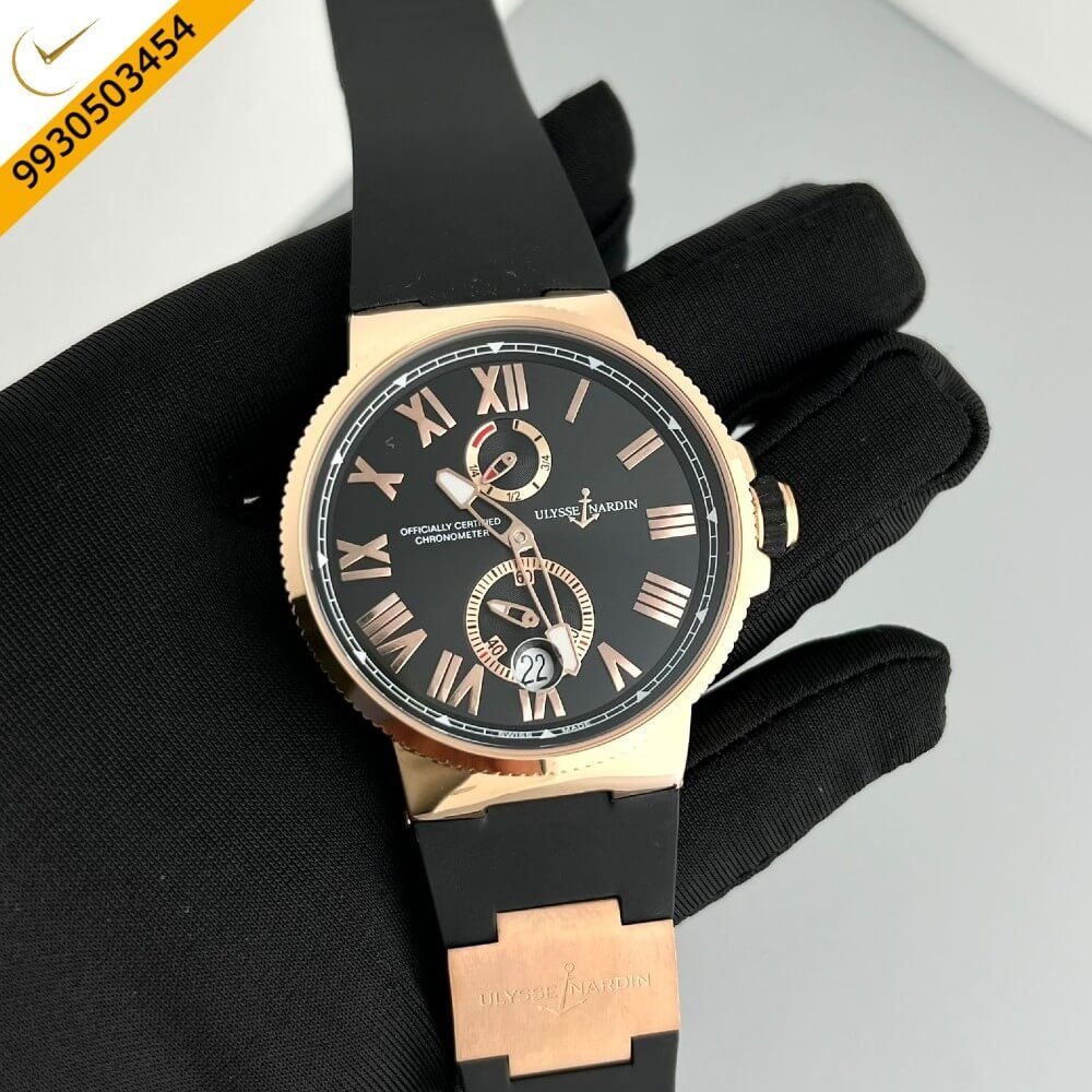 Ulysse Nardin Marine Chronometer Black Dial Rubber Strap Automatic Watch