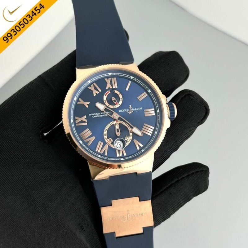 Ulysse Nardin Marine Chronometer Blue Dial Rubber Strap Automatic Watch