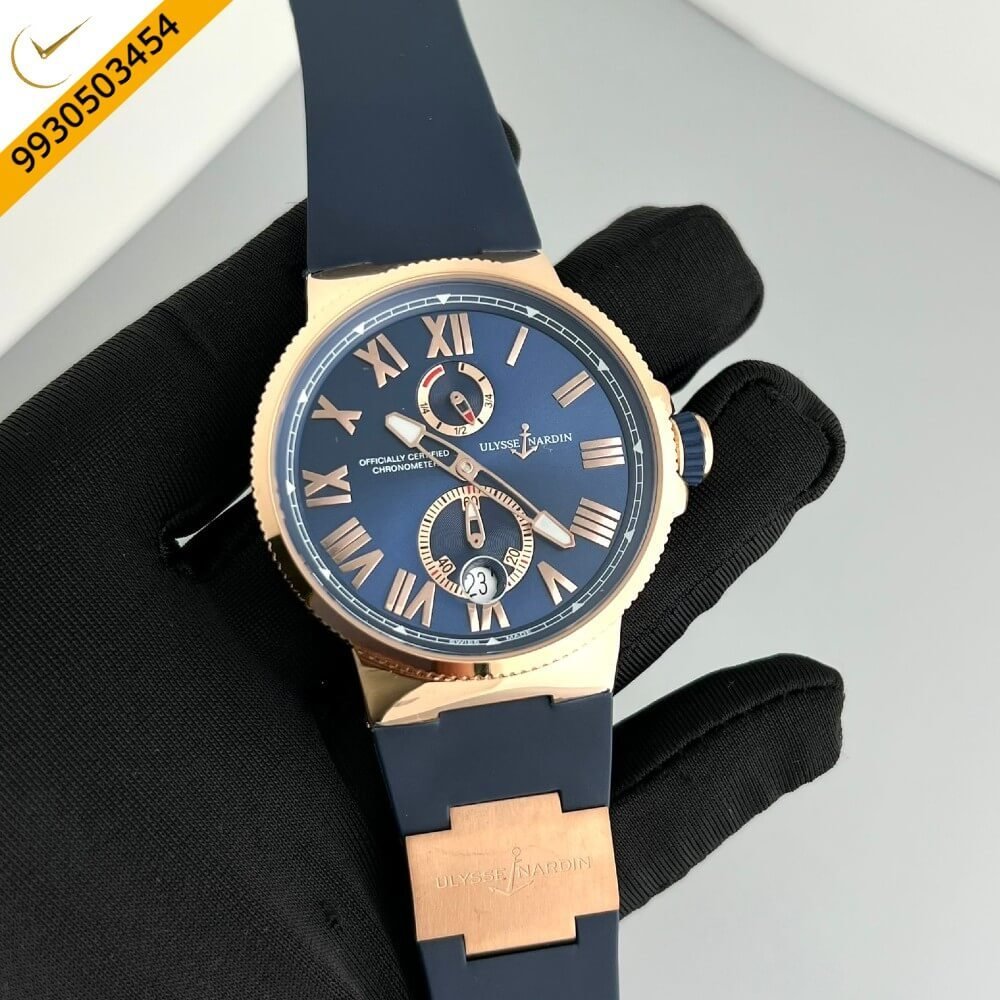 Ulysse Nardin Marine Chronometer Blue Dial Rubber Strap Automatic Watch