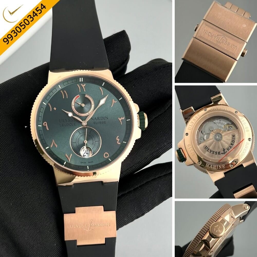 Ulysse Nardin Marine Chronometer Green Dial Rubber Strap Automatic Watch