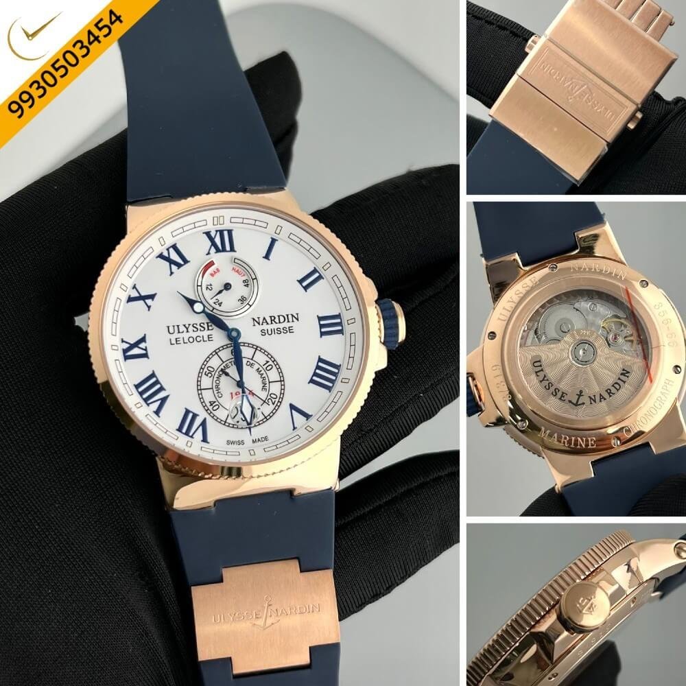 Ulysse Nardin Marine Chronometer White Dial Rubber Strap Automatic Watch - Image 2