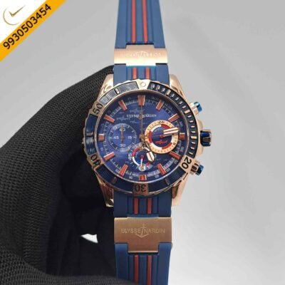 Ulysse Nardin Marine Diver Chronograph Blue Dial Blue Rubber Swiss Watch
