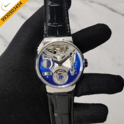 Ulysse Nardin Marine Mega Yatch Blue Dial  Black Leather Strap Swiss Automatic Watch