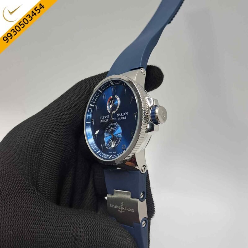 Ulysse Nardin Marine Torpilleur Steel Blue Dial Blue Rubber Strap Swiss Automatic Watch - Image 3