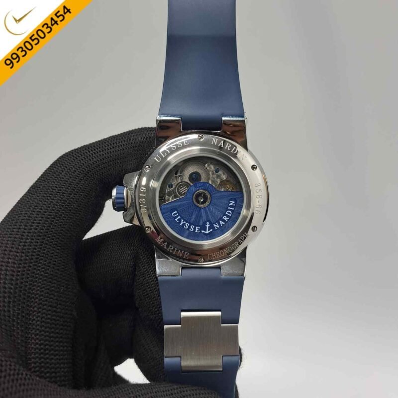 Ulysse Nardin Marine Torpilleur Steel Blue Dial Blue Rubber Strap Swiss Automatic Watch - Image 4