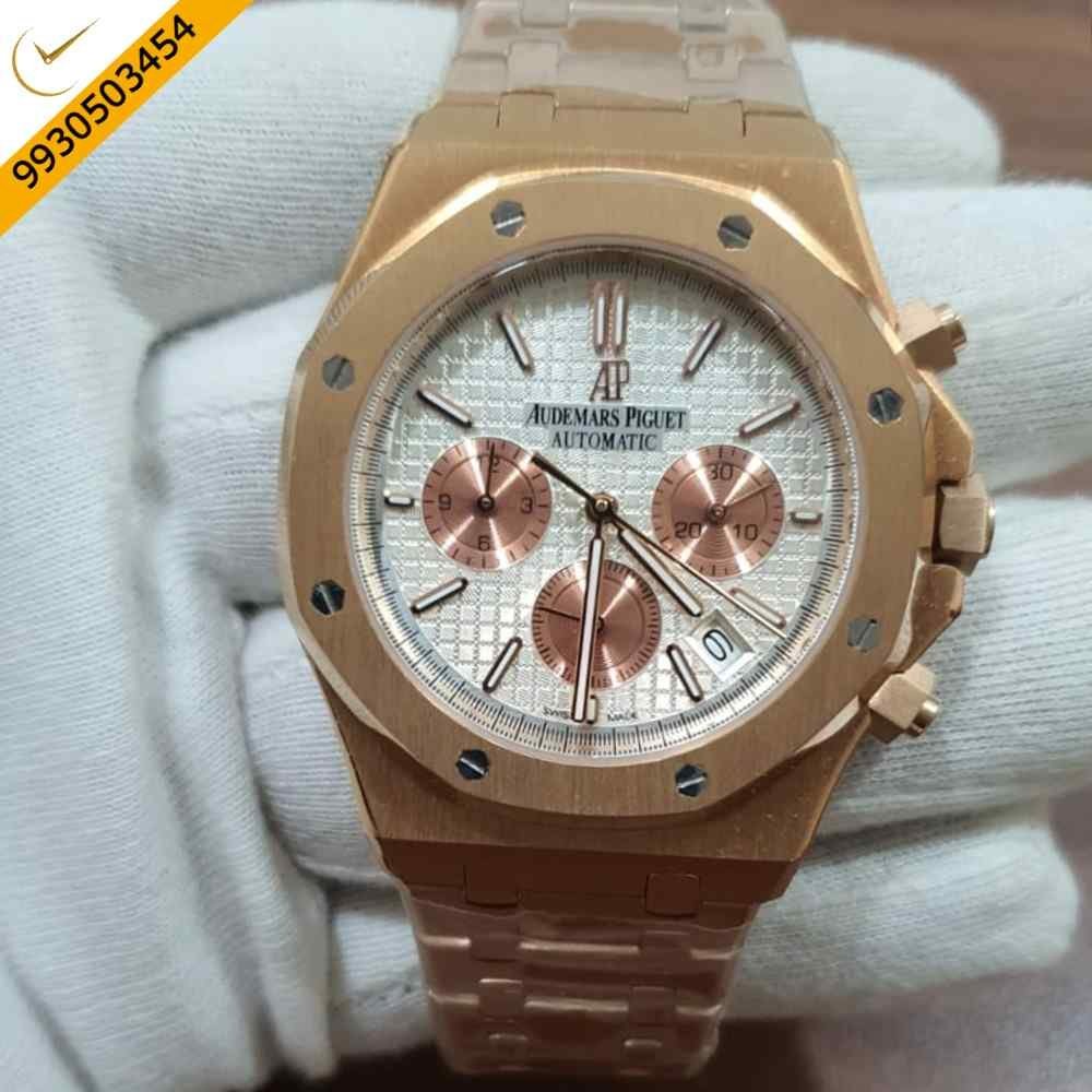 Audemars Piguet Royal Oak Chronograph Full Rose Gold 41mm White Dial Watch