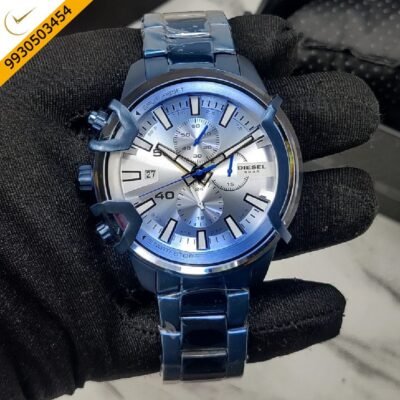 Diesel Griffed Blue Dial Stainless Steel Blue Strap Swiss Watch