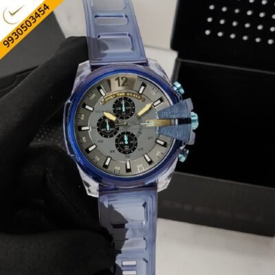 Diesel Mega Chief Grey Dial Silicon Strap Swiss Watch