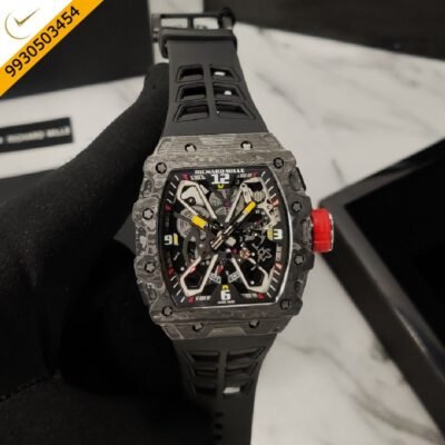 Richard Mille Rafael Nadal Skeleton Dial Carbon TPT Case Silicon Strap Automatic Watch