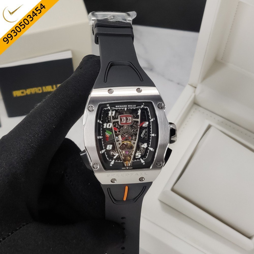 Richard Mille McLaren Speedtail Stainless-steel Silver Tonneau Case Skeleton Dial Silicon Strap Automatic Watch