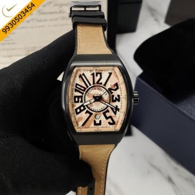 Franck Muller VANGUARD Brown Camouflage Dial Brown Leather Strap Automatic Watch