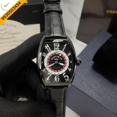 Franck Muller Casablanka Vegas  Black Dial Black Leather Strap Automatic Watch