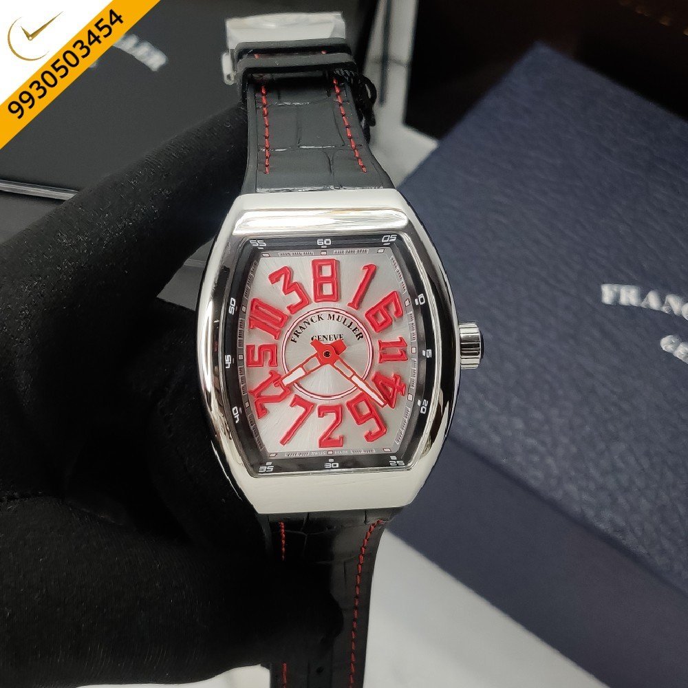 Franck Muller Vanguard Crazy Hours Silver Dial Red Marker Swiss Automatic Watch