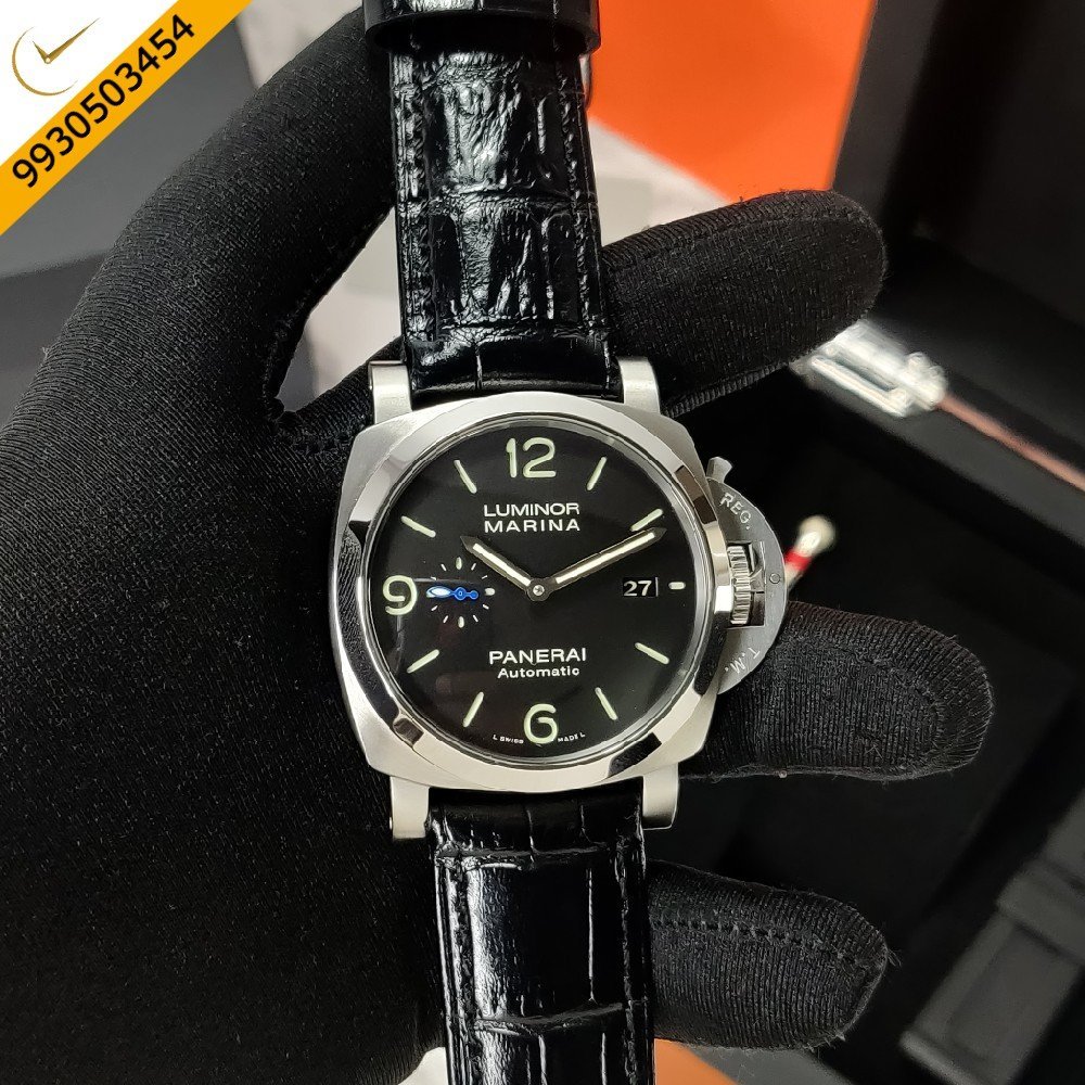 Luminor Panerai Marina Black Dial Stainless Steel case Black Learther Strap Automatic Watch