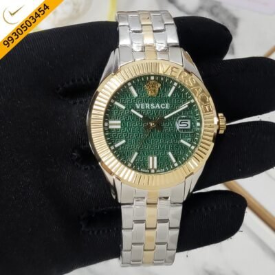 Versace Greca Green Dial Stainless Steel Strap Swiss Watch
