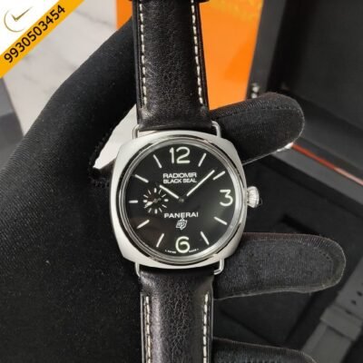 Luminor Panerai RadioMir Black Dial Stainless Steel Case Black Leather Strap Automatic Watch
