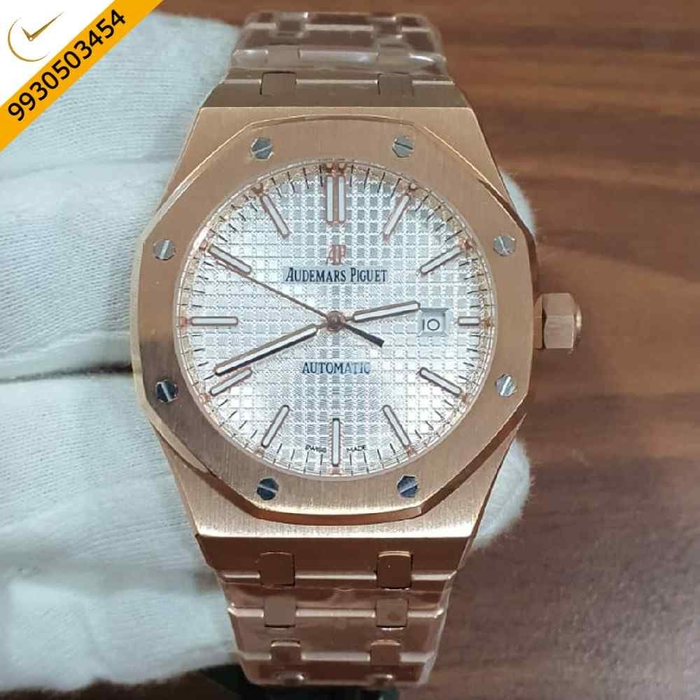 Audemars Piguet Royal Oak Rose Gold White Dial Swiss Automatic Watch
