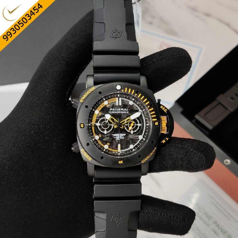 Luminor Panerai Submersible Black Dial Black Stainless steel Case Black Fiber strap Automatic Watch