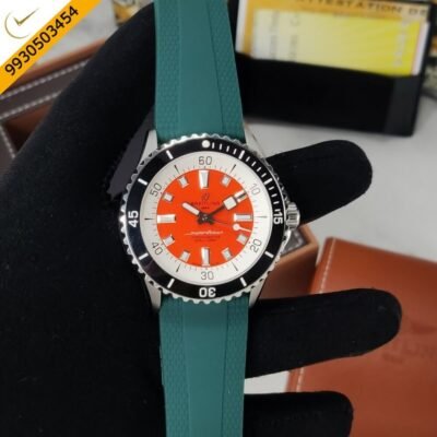 Breitling Super Ocean 44 Kelly Slater Orange Dial Green Rubber Strap Swiss Automatic Watch