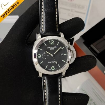 Luminor Panerai RadioMir Black Dial Stainless Steel Case Black Leather Strap Automatic Watch