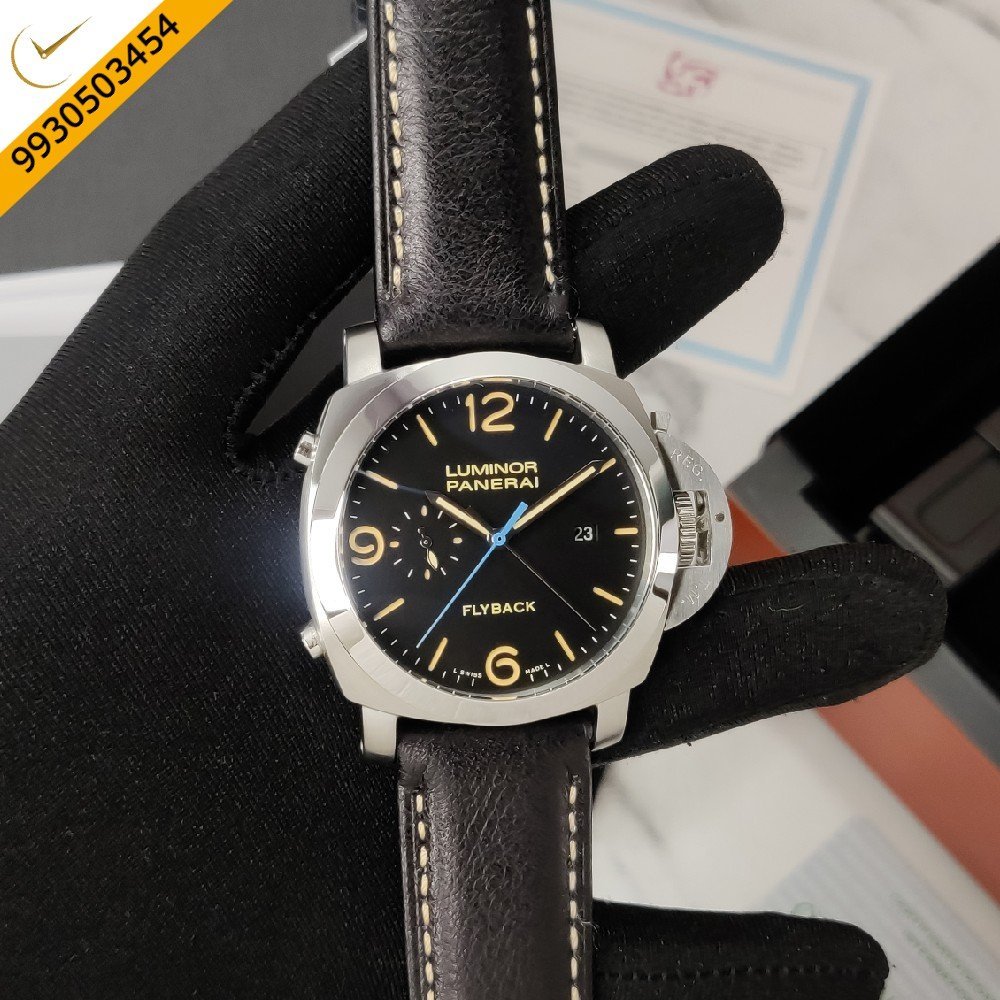 Luminor Panerai Black Dial Stainless Steel Case Black Leather strap Automatic Watch