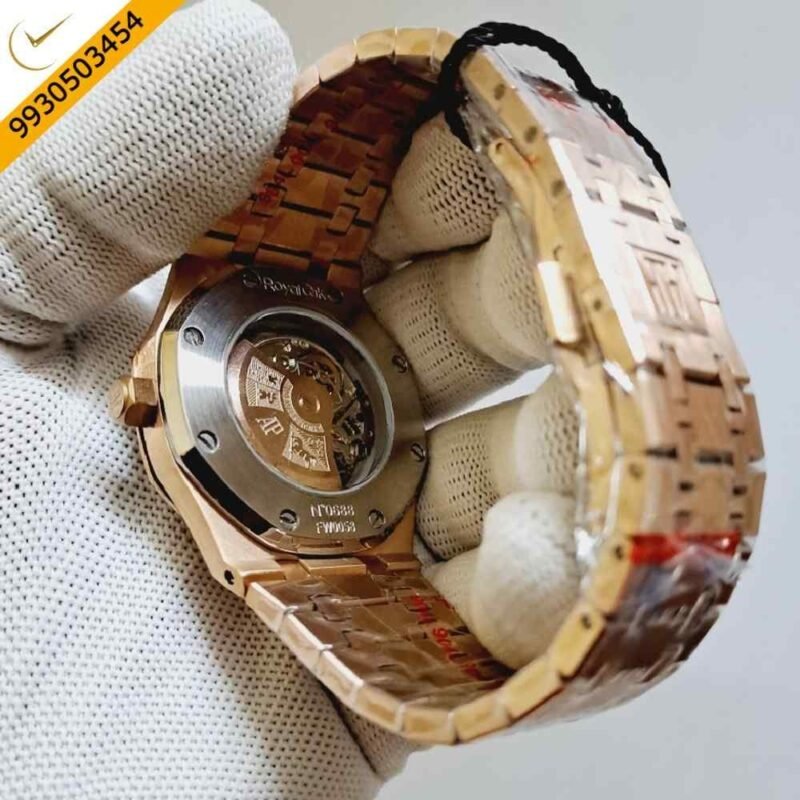 Audemars Piguet Royal Oak Rose Gold White Skeleton Swiss Automatic Watch - Image 4