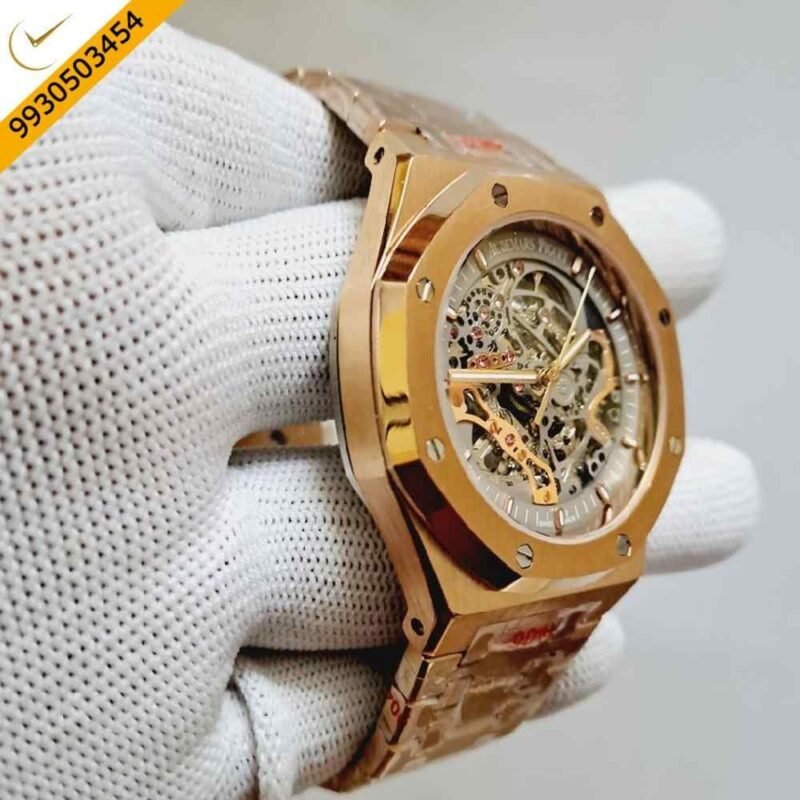 Audemars Piguet Royal Oak Rose Gold White Skeleton Swiss Automatic Watch - Image 3