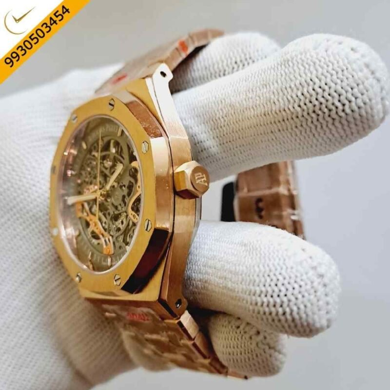 Audemars Piguet Royal Oak Rose Gold White Skeleton Swiss Automatic Watch - Image 2