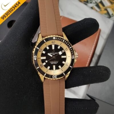Breitling Super Ocean 44 Kelly Slater Black Dial Brown Rubber Strap Swiss Automatic Watch