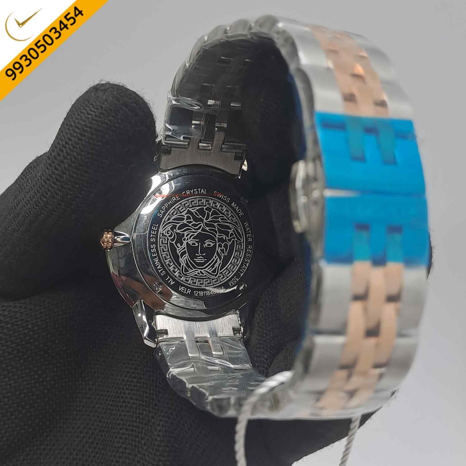 Versace Audrey Dual Tone Blue Dial Store Quality Swiss Watch - Image 4