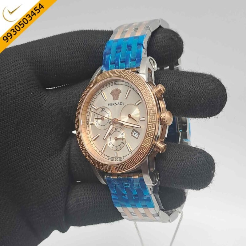 Versace Chronograph Dual Tone White Dial Store Quality Swiss Watch - Image 2