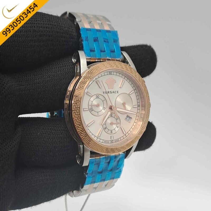 Versace Chronograph Dual Tone White Dial Store Quality Swiss Watch - Image 3