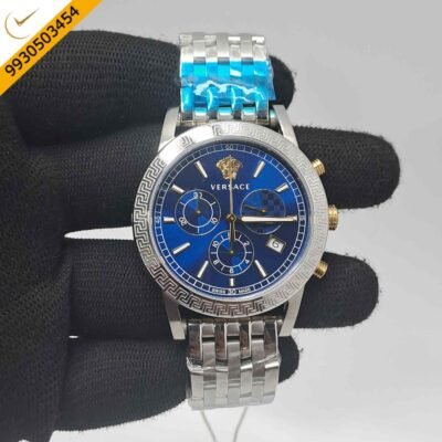 Versace Chronograph Steel Blue Dial Store Quality Swiss Watch
