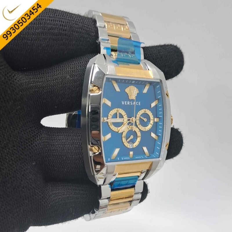 Versace Dominus Chronograph Dual Tone Blue Dial Swiss Watch - Image 2